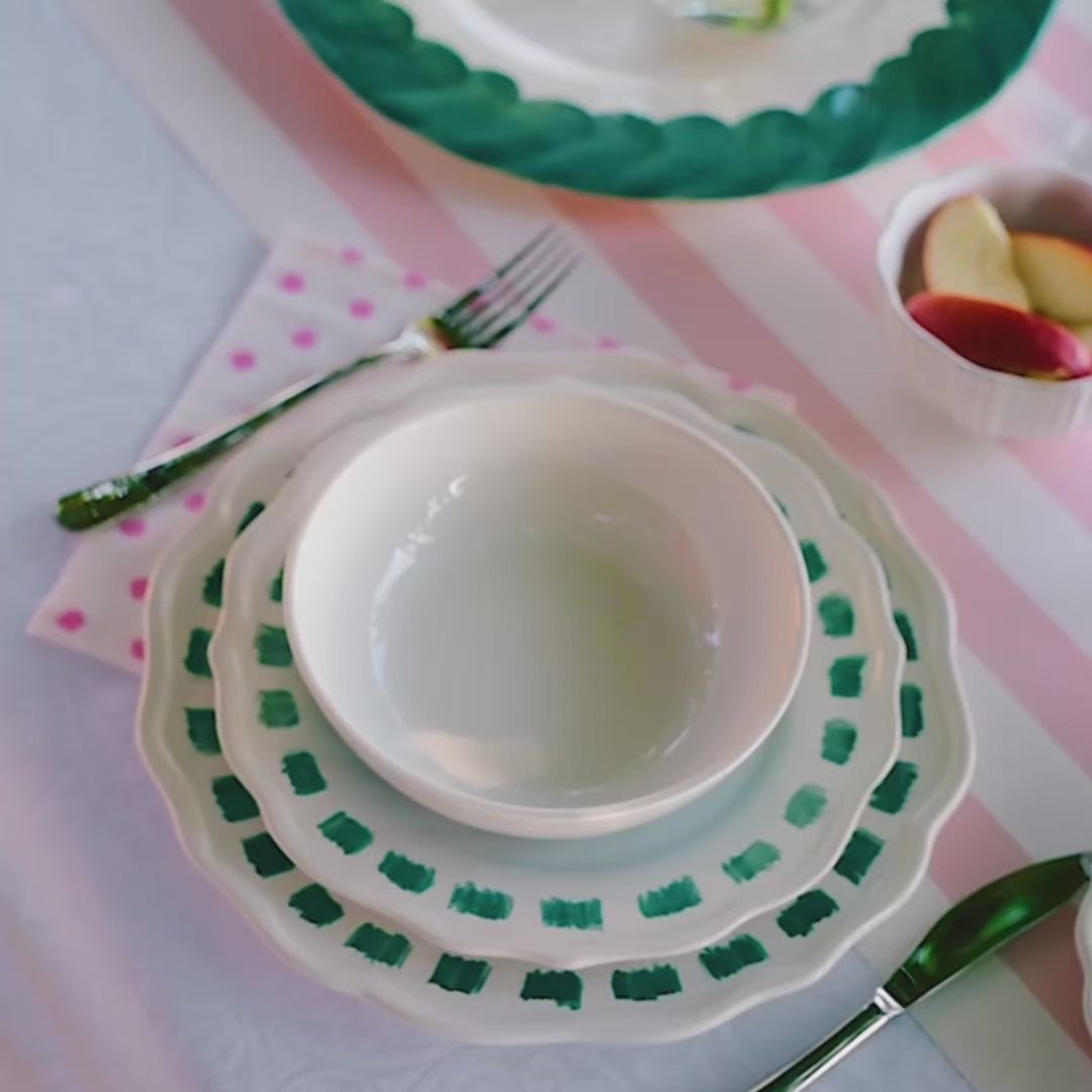 Lisbon Green Stitch Dinner Plate