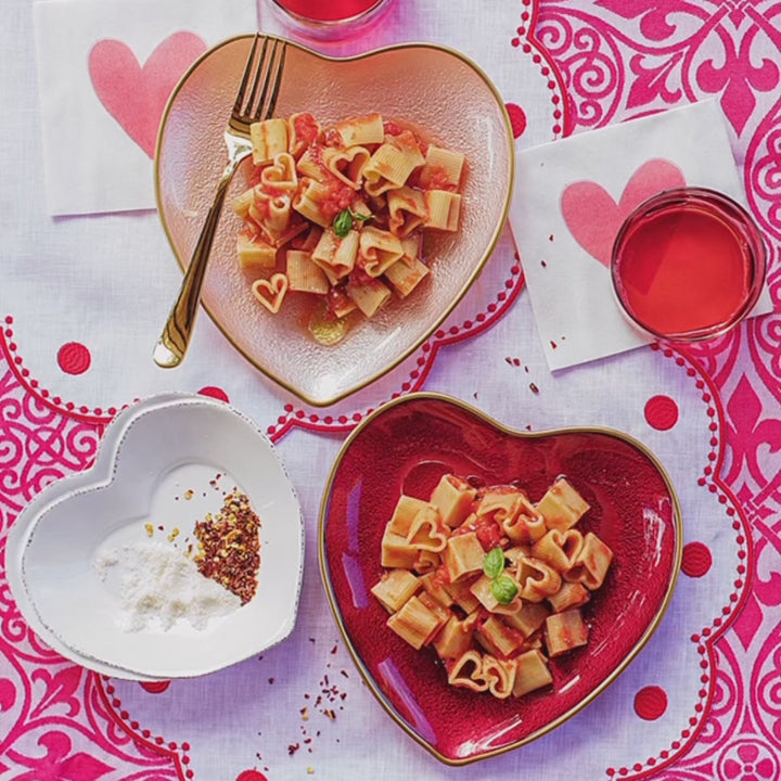 Baroque Glass Red Heart Plate
