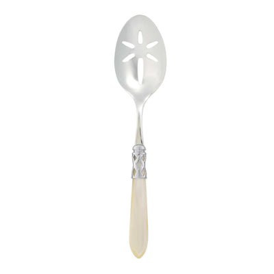 Aladdin Brilliant Ivory Slotted Serving Spoon by VIETRI