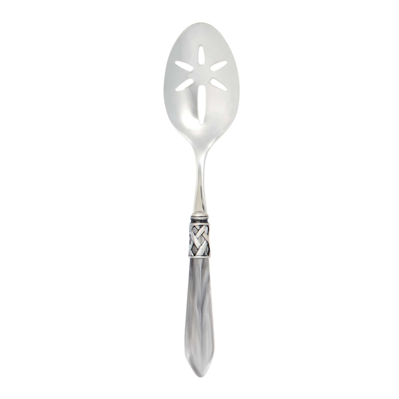 Aladdin Antique Light Gray Slotted Serving Spoon by VIETRI