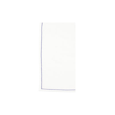 Cotone Linens Ivory Napkins with Cobalt Stitching by VIETRI