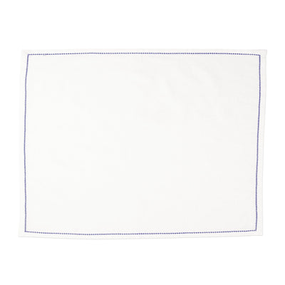 Cotone Linens Ivory Placemats with Cobalt Stitching by VIETRI