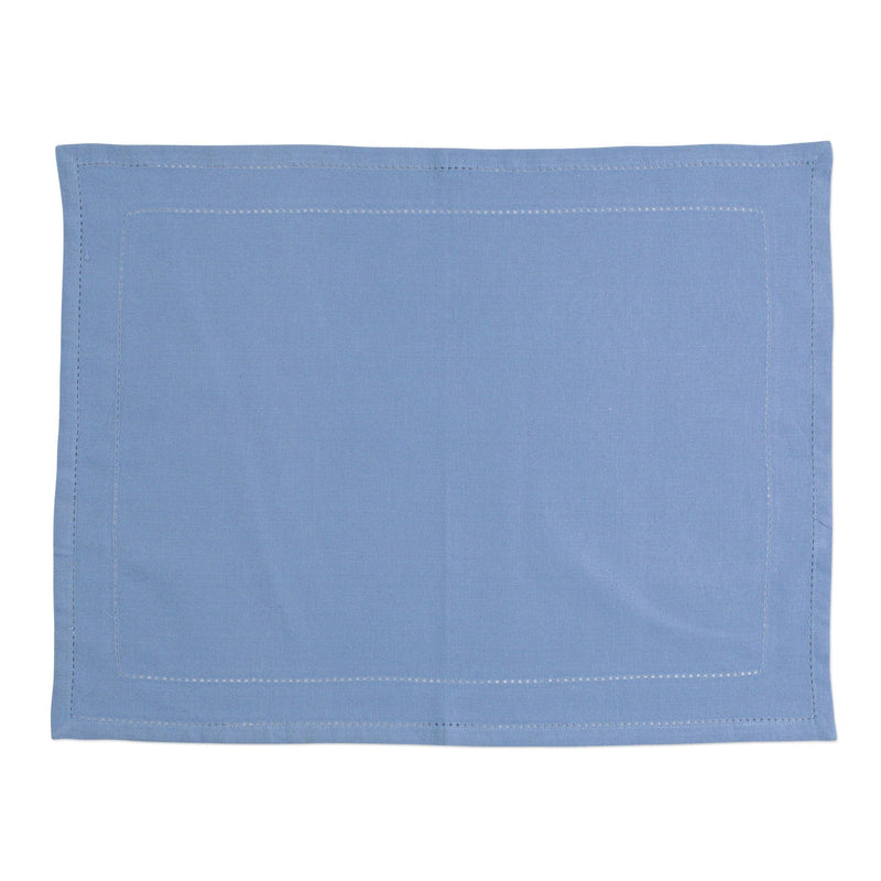 Cotone Linens Cornflower Blue Placemats with Double Stitching by VIETRI