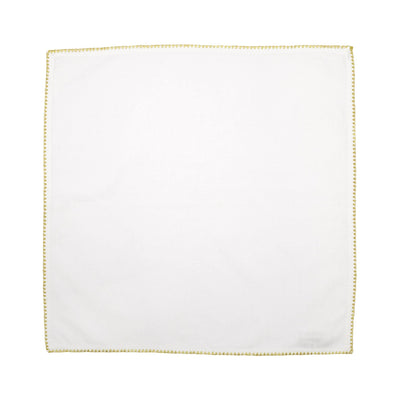 Cotone Linens Ivory Napkins with Gold Stitching - Set of 4 by VIETRI