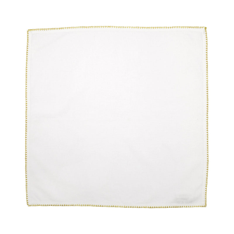 Cotone Linens Ivory Napkins with Gold Stitching - Set of 4 by VIETRI