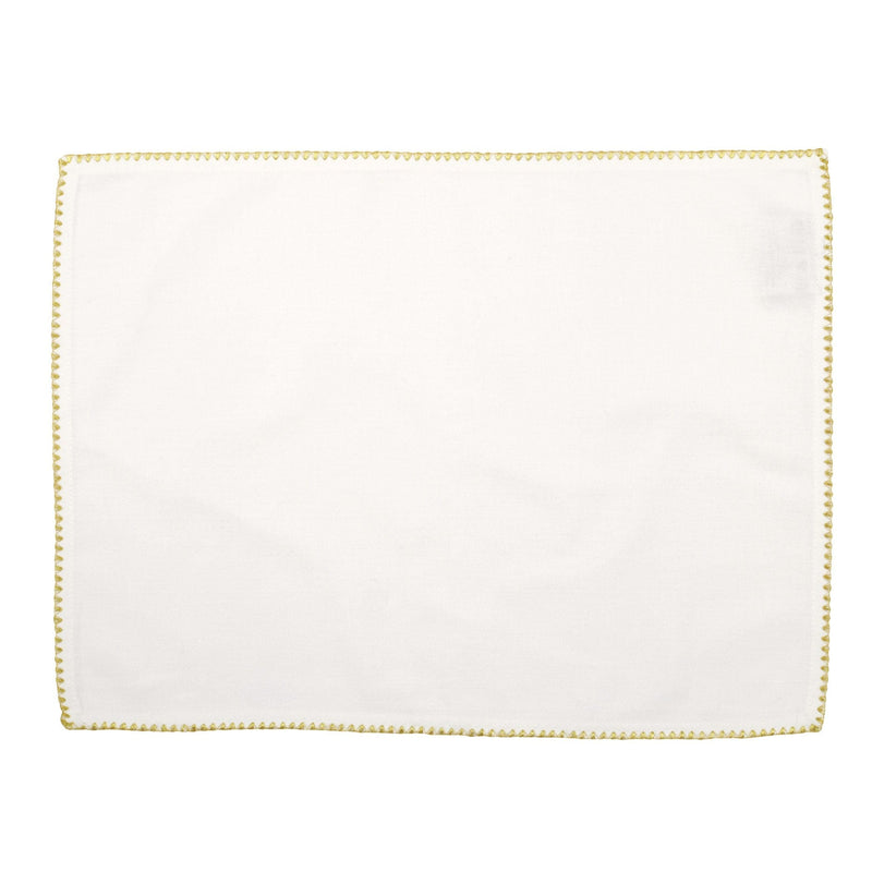 Cotone Linens Ivory Placemats with Gold Stitching - Set of 4 by VIETRI