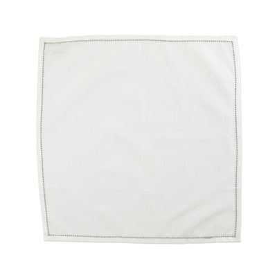 Cotone Linens Ivory Napkin with Light Gray Stitching - Set of 4 by VIETRI