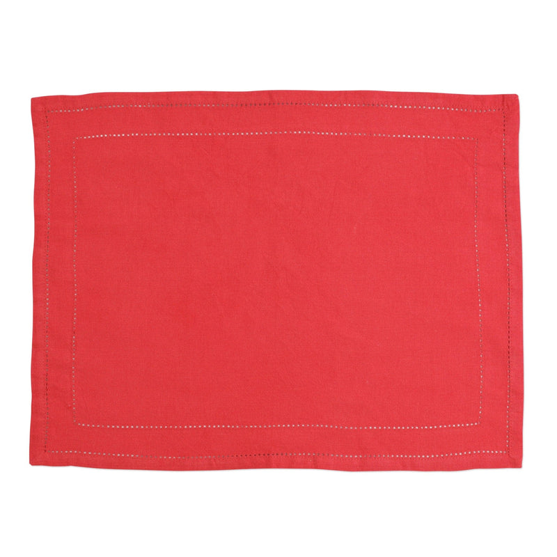Cotone Linens Red Placemats with Double Stitching by VIETRI