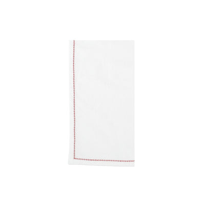 Cotone Linens Ivory Napkins with Red Stitching by VIETRI