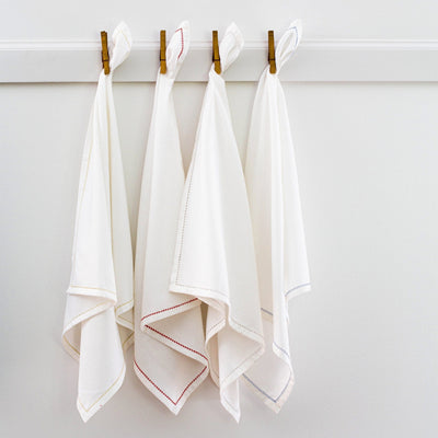 Cotone Linens Ivory Napkins with Stitching - Set of 4