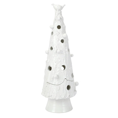 Foresta White Large Flocked Tree with Red Bird