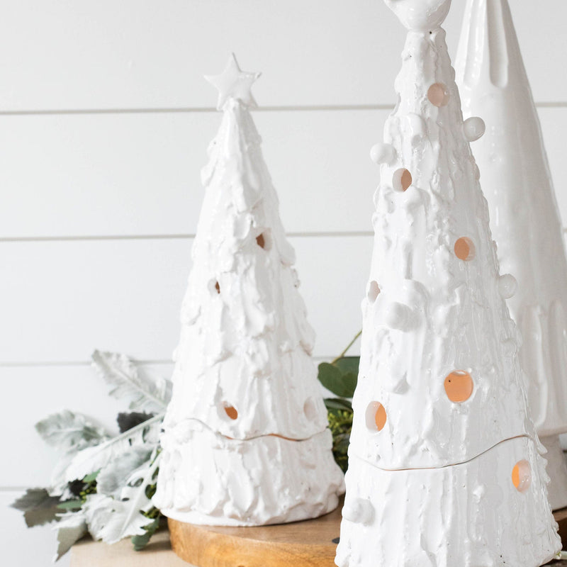Foresta White Small Flocked Tree with Star