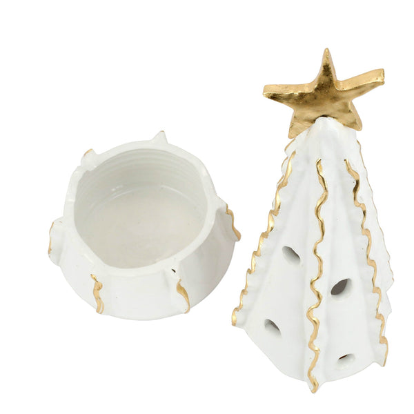 Foresta White Large Tree with Ribbon & Gold Star