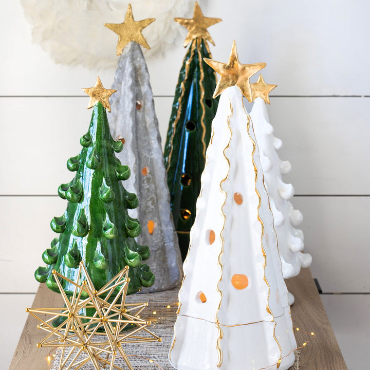 Foresta White Large Tree with Ribbon & Gold Star