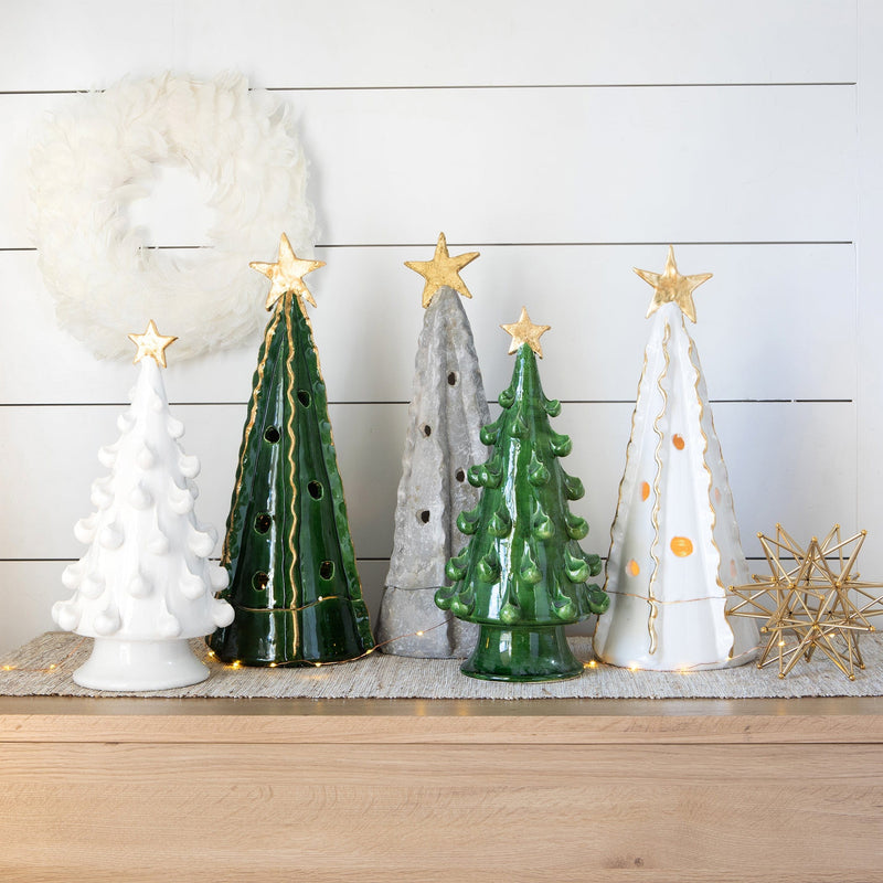 Foresta White Large Tree with Ribbon & Gold Star