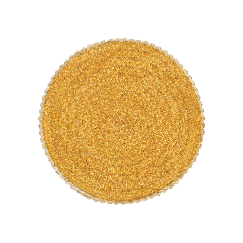 Florentine Straw Accessories Yellow Round Placemats - Set of 4