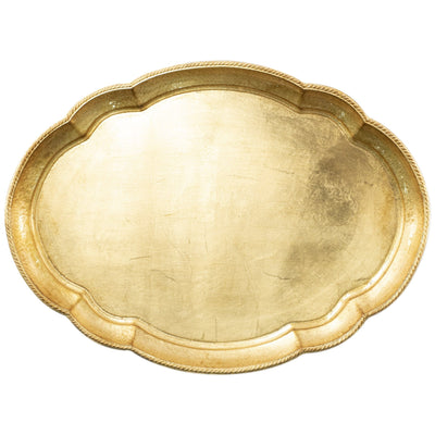 Florentine Wooden Accessories Gold Large Oval Tray by VIETRI