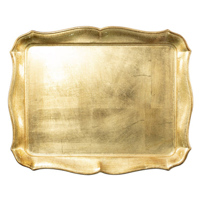 Florentine Wooden Accessories Gold Rectangular Tray by VIETRI