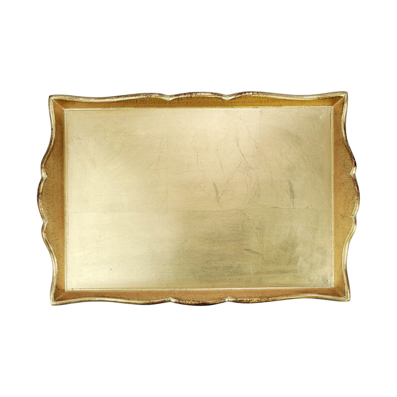 Florentine Wooden Accessories Gold Handled Medium Rectangular Tray