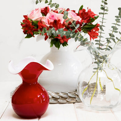 Hibiscus Glass Red Small Fluted Vase