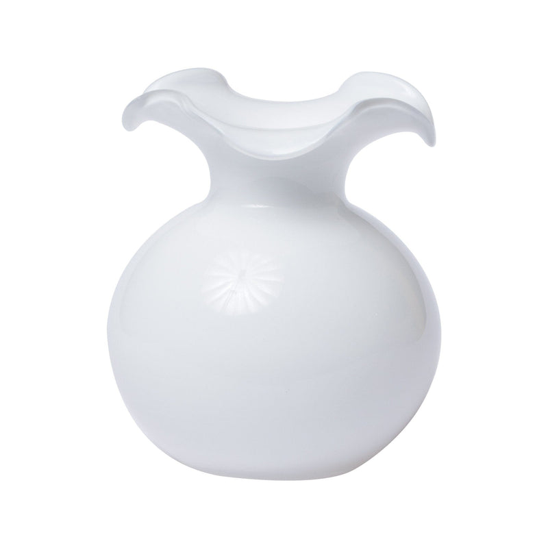 Hibiscus Glass White Small Fluted Vase by VIETRI