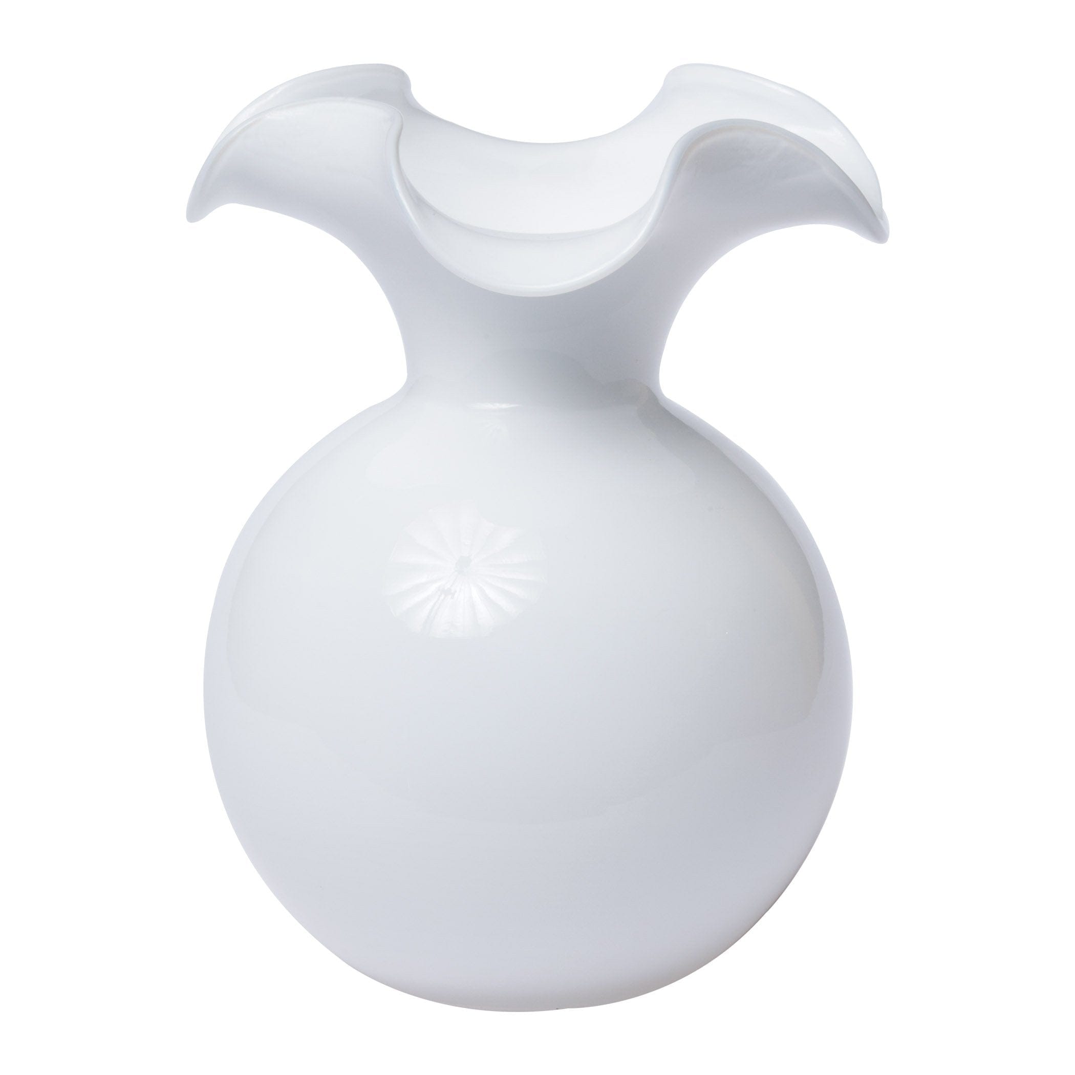 Hibiscus White Fluted Vase | Italian Blown Glass Vase | VIETRI