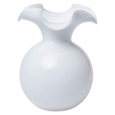 Hibiscus Glass White Large Fluted Vase by VIETRI