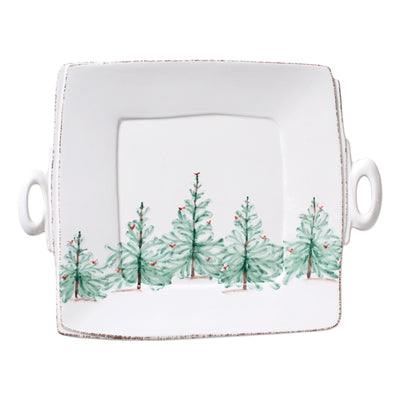 Lastra Holiday Handled Square Platter by VIETRI