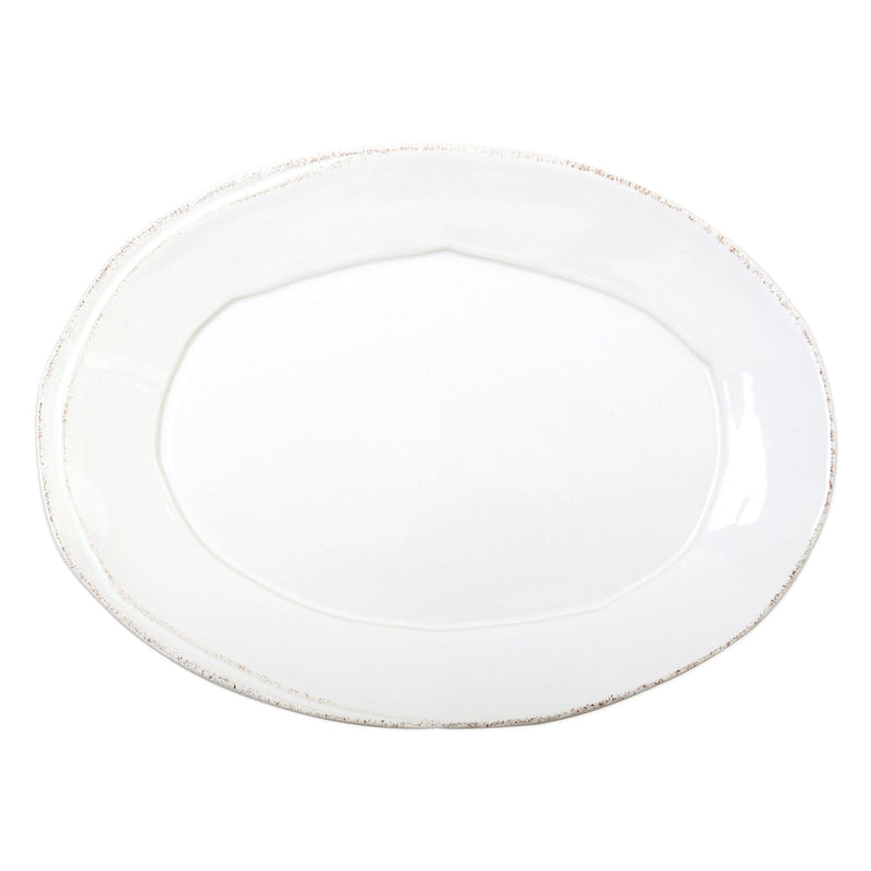 Lastra White Small Oval Platter by VIETRI