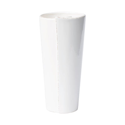 Lastra White Large Conic Vase by VIETRI