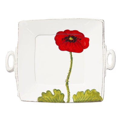 Lastra Poppy Handled Square Platter by VIETRI