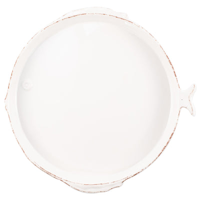 Melamine Lastra Fish White Round Platter by VIETRI