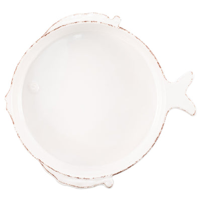 Melamine Lastra Fish White Medium Serving Bowl by VIETRI