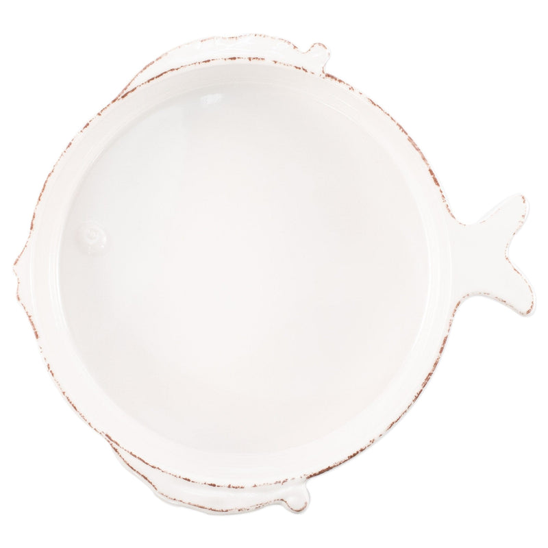 Melamine Lastra Fish White Medium Serving Bowl by VIETRI