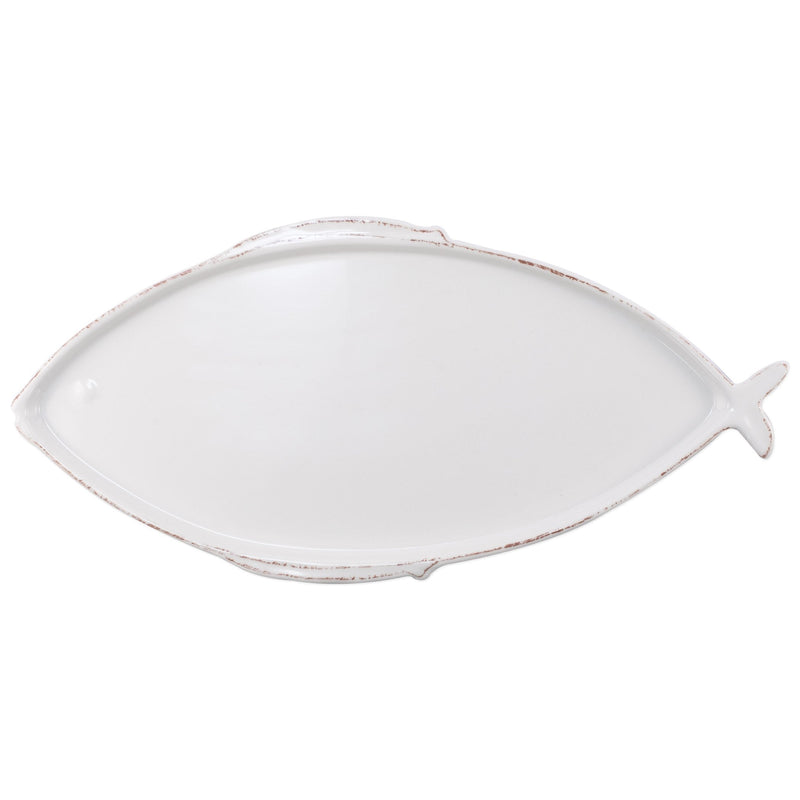 Melamine Lastra Fish White Large Oval Platter by VIETRI