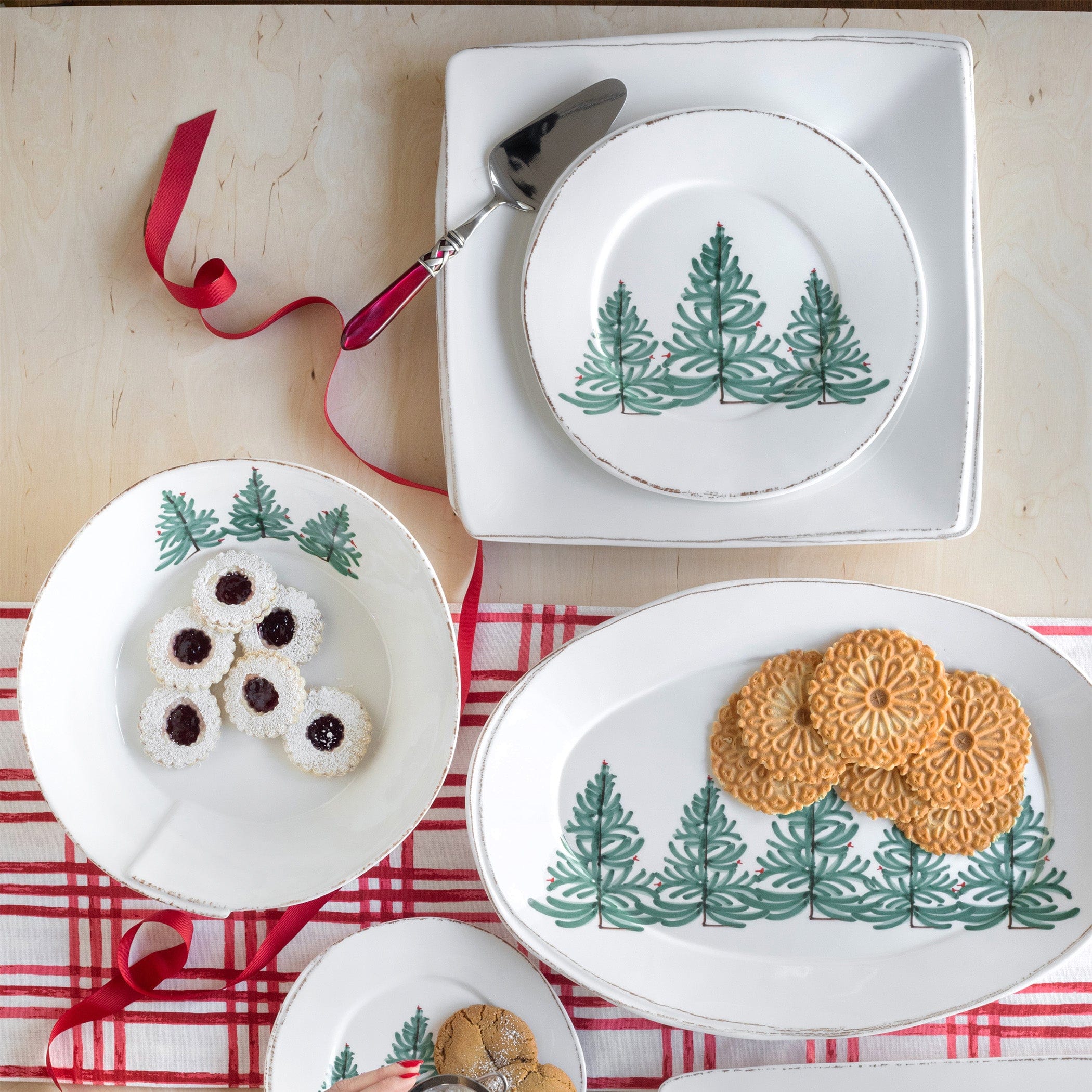 デコパージュ ꔛ‬ꕤ Xmasプレート(片面)♡インテリア♡ガーデン雑貨 Melamine Lastra Holiday Dinner Plate – VIETRI