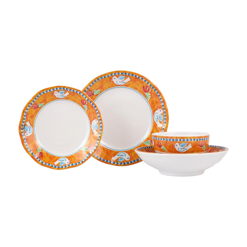 Melamine Campagna Uccello Four-Piece Place Setting