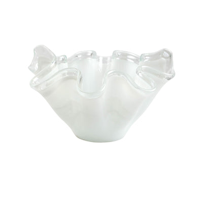 Onda Glass White Large Bowl by VIETRI