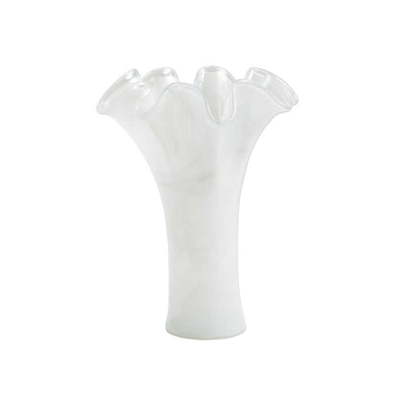 Onda Glass White Short Vase by VIETRI