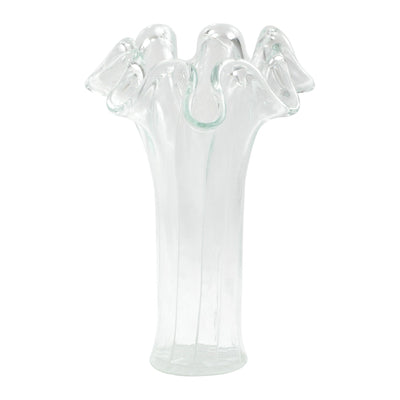 Onda Glass Clear with White Lines Tall Vase by VIETRI