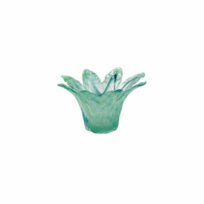 Onda Glass Green Small Leaf Centerpiece by VIETRI