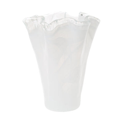 Onda Glass White Medium Vase by VIETRI