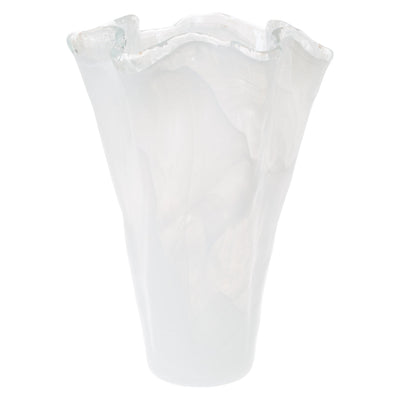 Onda Glass White Large Vase by VIETRI