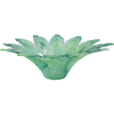 Onda Glass Green Leaf Large Centerpiece by VIETRI