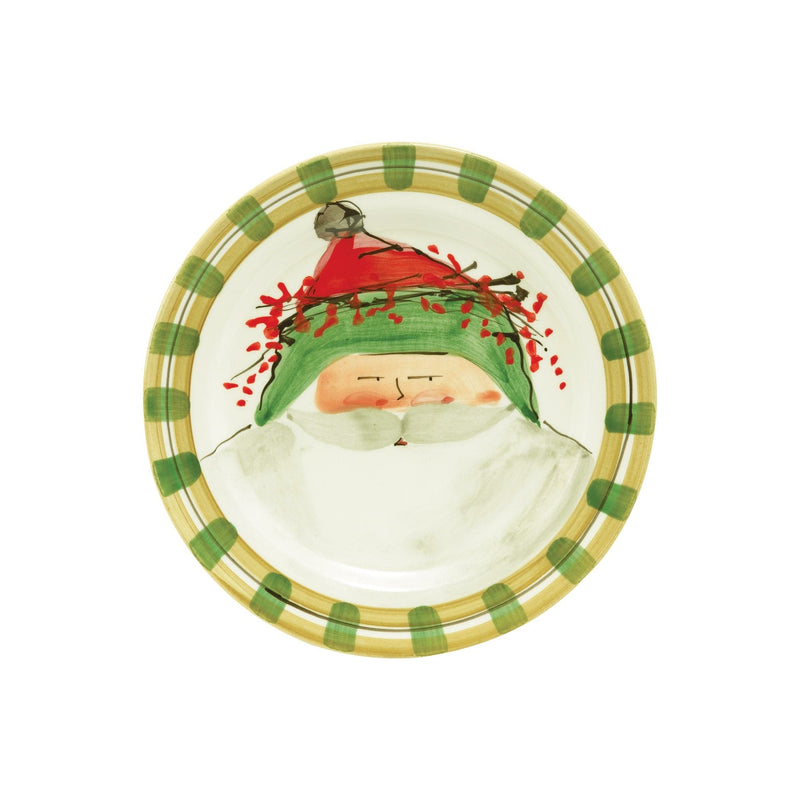 Old St Nick Round Salad Plate - Green Hat by VIETRI