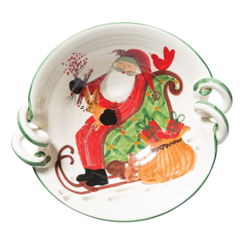 Old St. Nick Scallop Handled Bowl With Sleigh by VIETRI