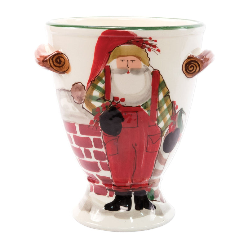 Old St. Nick Footed Urn with Chimney & Stockings by VIETRI