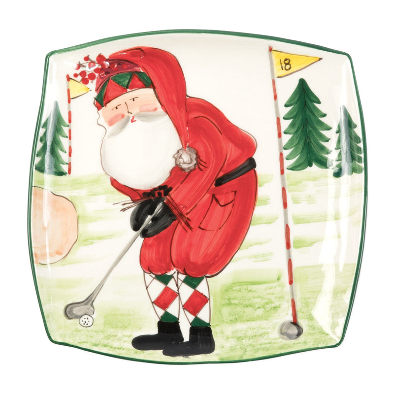 Old St. Nick Square Platter - Golfing by VIETRI
