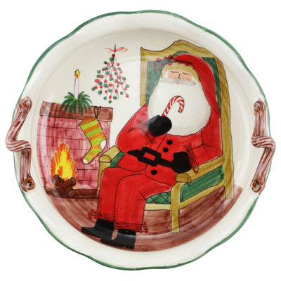 Old St. Nick Handled Scallop Large Bowl w/ Fireplace by VIETRI
