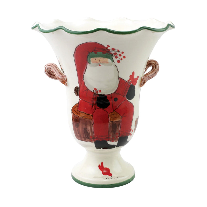 Old St. Nick Large Footed Cachepot w/ Campfire by VIETRI